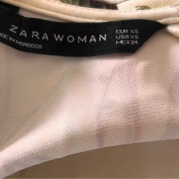 Zara Cream Floral Button-Down Peplum Blouse - Picture 2 of 9